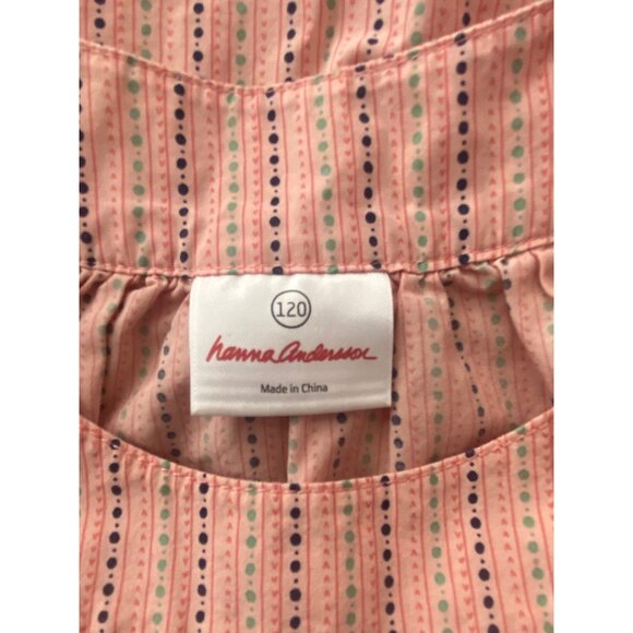 Hanna Andersson Poplin Tunic Dress Pink pattern flutter sleeves 120 Girls Size 8 - Picture 6 of 8